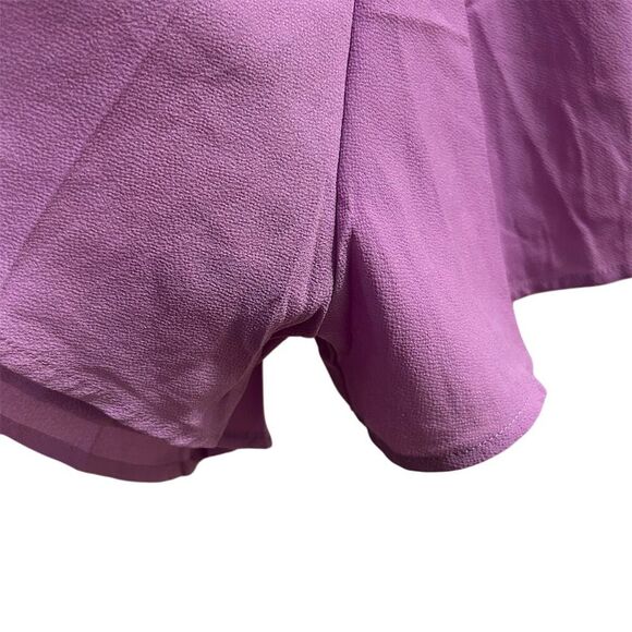 AGQT Women's Medium Purple Tie Front Romper Short Sleeve Casual - Picture 13 of 14